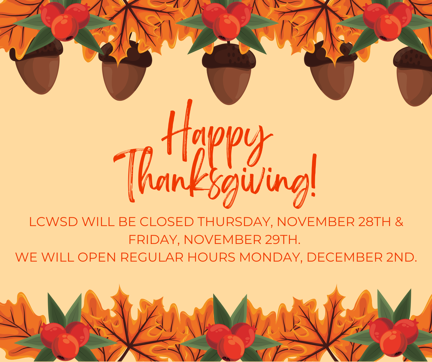 Office closed for Thanksgiving